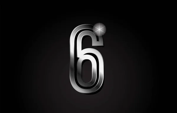 Zilveren Metalen Nummer Logo Ontwerp Geschikt Voor Een Bedrijf Onderneming — Stockvector