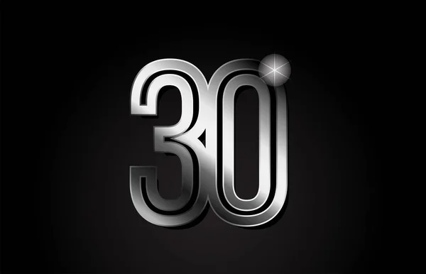 银色金属30号标志设计适合公司或企业 — 图库矢量图片