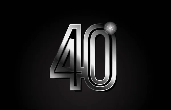 银色金属40号标志设计适合公司或企业 — 图库矢量图片
