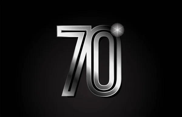 银色金属70号标志设计适合公司或企业 — 图库矢量图片