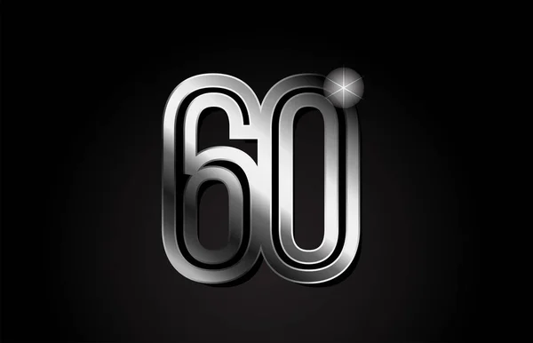 银色金属60号标志设计适合公司或企业 — 图库矢量图片