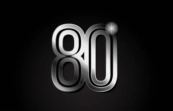 银色金属80号标志设计适合公司或企业 — 图库矢量图片