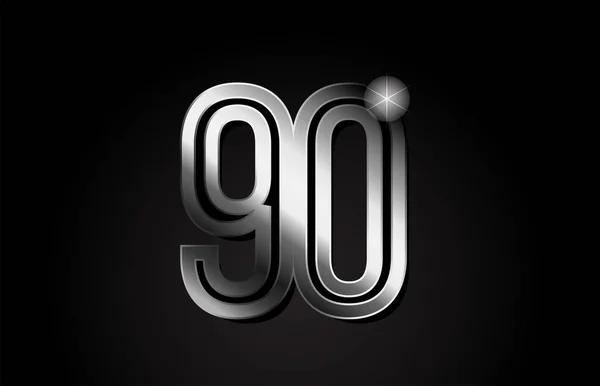 银色金属90号标志设计适合公司或企业 — 图库矢量图片