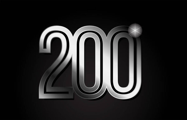 серебряный металл номер 200 дизайн логотипа подходит для компании или бизнеса
