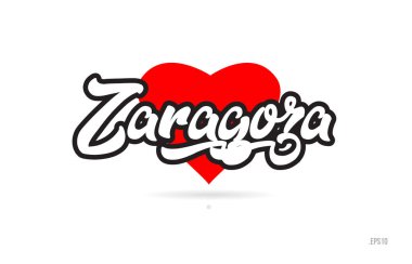 Zaragoza şehir metin tasarım ile kırmızı kalp tipografik simgesi tasarım turistik tanıtımı için uygun
