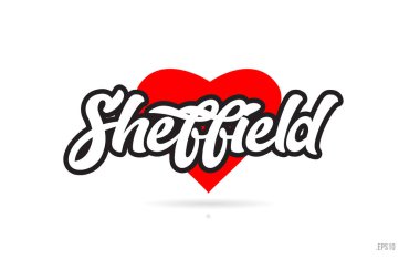Sheffield city metin tasarım ile kırmızı kalp tipografik simgesi tasarım turistik tanıtımı için uygun