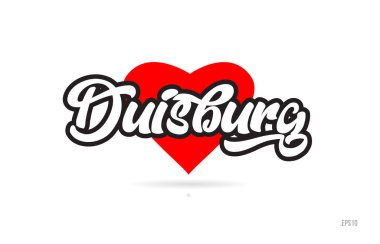 Duisburg şehir metin tasarım ile kırmızı kalp tipografik simgesi tasarım turistik tanıtımı için uygun