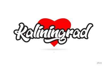 Kaliningrad şehir metin tasarım ile kırmızı kalp tipografik simgesi tasarım turistik tanıtımı için uygun