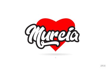 Murcia şehir metin tasarım ile kırmızı kalp tipografik simgesi tasarım turistik tanıtımı için uygun