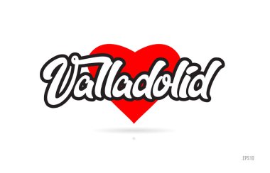 Valladolid şehir metin tasarım ile kırmızı kalp tipografik simgesi tasarım turistik tanıtımı için uygun