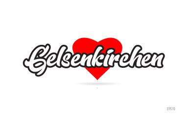 Gelsenkirchen şehir metin tasarım ile kırmızı kalp tipografik simgesi tasarım turistik tanıtımı için uygun