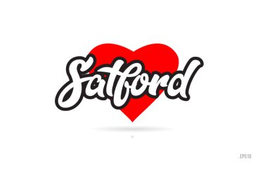 Salford city metin tasarım ile kırmızı kalp tipografik simgesi tasarım turistik tanıtımı için uygun