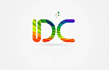 DC d c Alfabe harf logo simge kombinasyon tasarım Gökkuşağı rengi ile