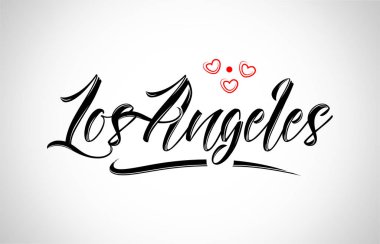 Los angeles şehir metin tasarım ile kırmızı kalp tipografik simgesi tasarım turistik tanıtımı için uygun