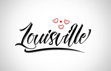 Louisville şehir metin tasarım ile kırmızı kalp tipografik simgesi tasarım turistik tanıtımı için uygun