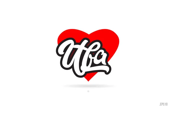 Ufa City Text Design Con Cuore Rosso Icona Tipografica Design — Vettoriale Stock