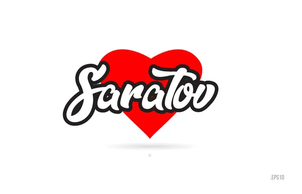 Saratov Ciudad Diseño Texto Con Corazón Rojo Diseño Tipográfico Icono — Archivo Imágenes Vectoriales