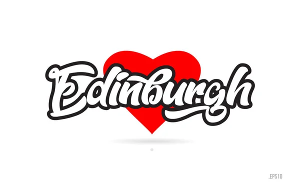 Edinburgh Şehir Metin Tasarım Ile Kırmızı Kalp Tipografik Simgesi Tasarım — Stok Vektör