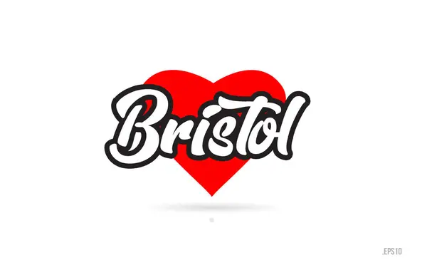 Bristol City Text Design Red Heart Typographic Icon Design Suitable — стоковый вектор