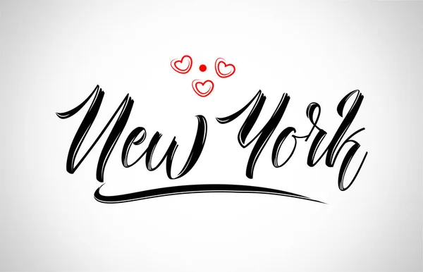 New York City Text Design Red Heart Typographic Icon Design — стоковый вектор