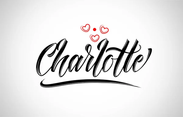Charlotte City Text Design Con Cuore Rosso Icona Tipografica Design — Vettoriale Stock