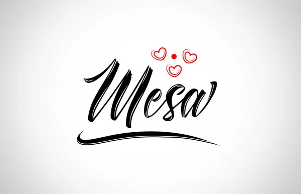 Mesa City Text Design Con Cuore Rosso Icona Tipografica Design — Vettoriale Stock
