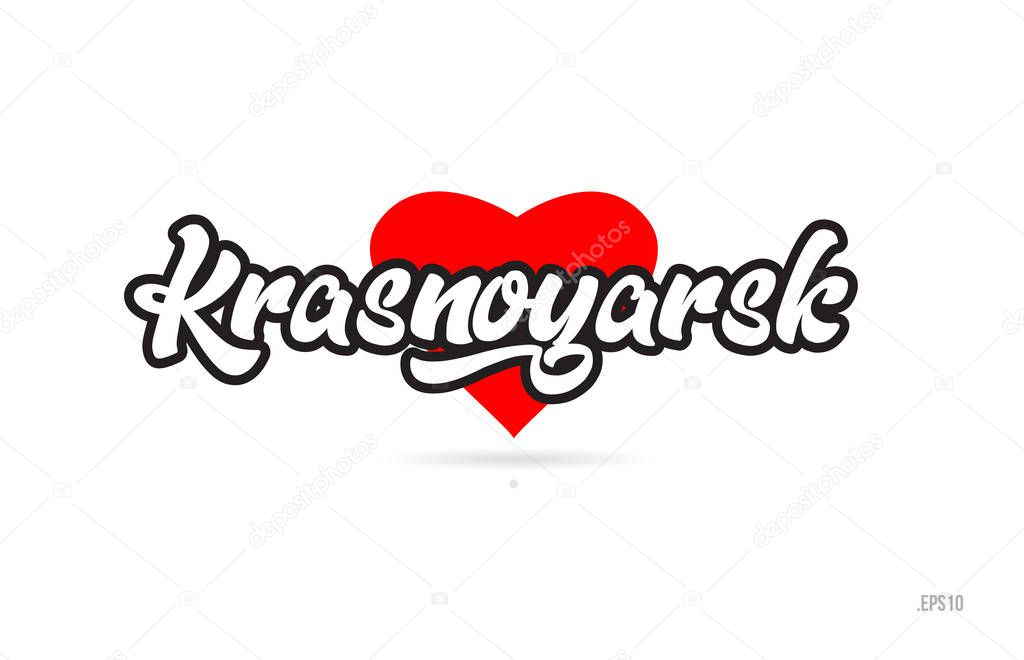 krasnoyarsk city text design with red heart typographic icon design suitable for touristic promotion