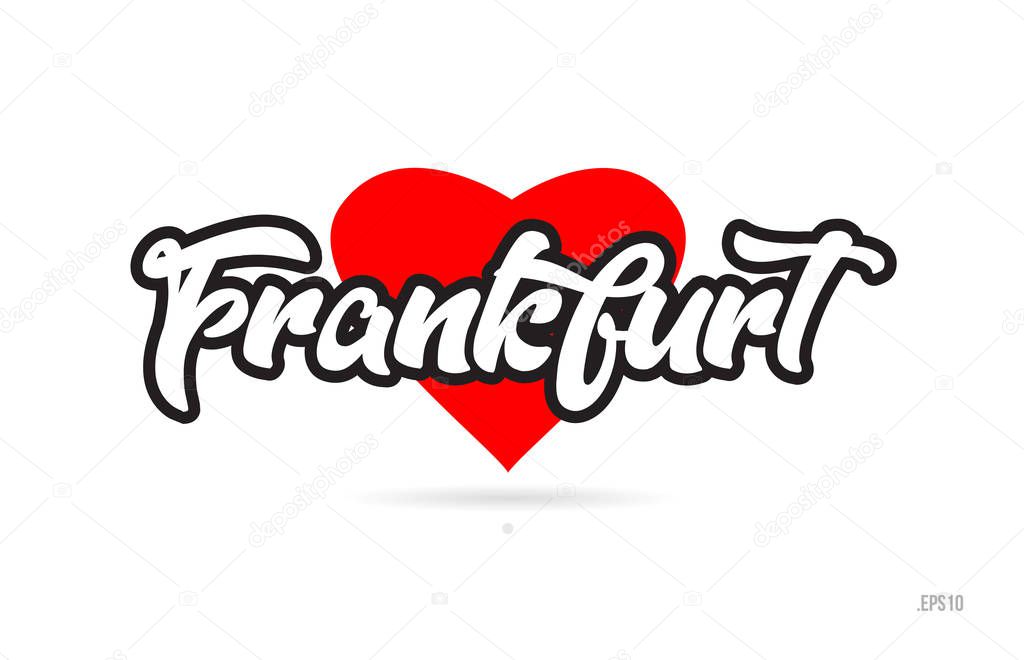 Frankfurt city text design with red heart typographic icon design suitable for touristic promotion