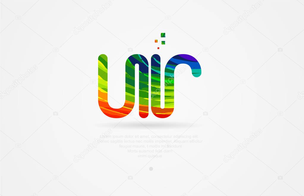 Ur u r alphabet letter logo icon combination design with rainbow color