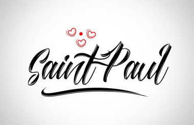 Saint paul şehir metin tasarım ile kırmızı kalp tipografik simgesi tasarım turistik tanıtımı için uygun