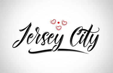 Jersey city şehir metin tasarım ile kırmızı kalp tipografik simgesi tasarım turistik tanıtımı için uygun