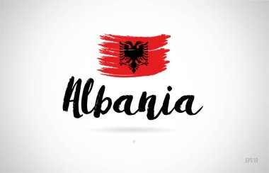 Arnavutluk ülke bayrağı konseptiyle grunge tasarım logo simge tasarımı için uygun