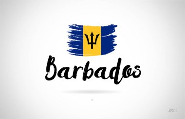 Barbados ülke bayrağı konseptiyle grunge tasarım logo simge tasarımı için uygun