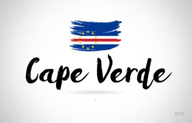 Cape verde ülke bayrağı konseptiyle grunge tasarım logo simge tasarımı için uygun