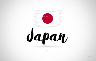 Japonya ülke bayrağı konseptiyle grunge tasarım logo simge tasarımı için uygun