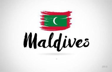 Maldivler ülke bayrağı konseptiyle grunge tasarım logo simge tasarımı için uygun
