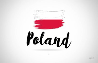 Polonya ülke bayrağı konseptiyle grunge tasarım logo simge tasarımı için uygun