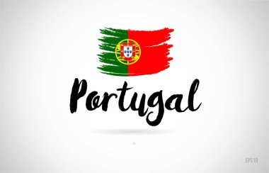 Portekiz ülke bayrağı konseptiyle grunge tasarım logo simge tasarımı için uygun