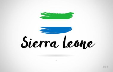 Sierra leone ülke bayrağı konseptiyle grunge tasarım logo simge tasarımı için uygun