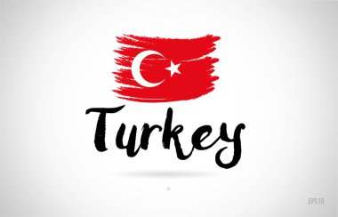Türkiye'nin ülke bayrağı konseptiyle grunge tasarım logo simge tasarımı için uygun