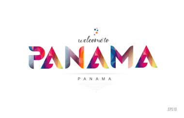 Panama panama city kartı ve mektup tasarım renkli gökkuşağı renkli ve tipografik simgesi tasarım hoş geldiniz