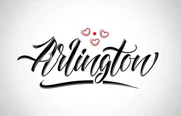 Arlington Şehir Metin Tasarım Ile Kırmızı Kalp Tipografik Simgesi Tasarım — Stok Vektör
