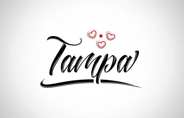Tampa City Text Design Con Cuore Rosso Icona Tipografica Design — Vettoriale Stock
