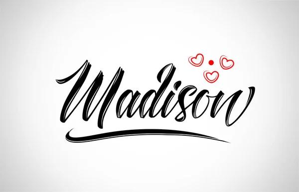 Madison City Conception Texte Avec Coeur Rouge Conception Icône Typographique — Image vectorielle