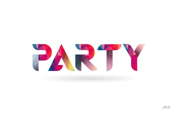 Party Colored Rainbow Word Text Suitable Card Brochure Typography Logo — Stock Vector