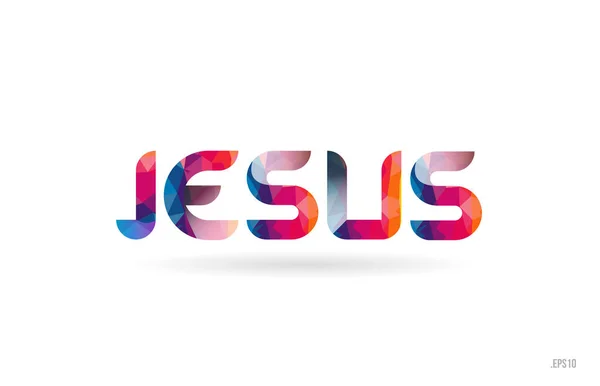 Jesus Color Arco Iris Palabra Texto Adecuado Para Tarjeta Folleto — Vector de stock