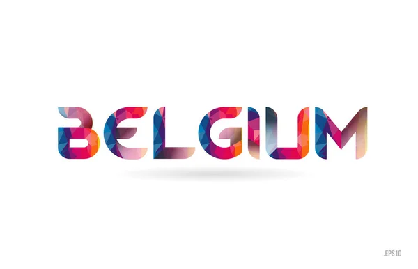 Belgie Barevné Duhové Slovo Text Vhodný Pro Kartu Brožuru Nebo — Stockový vektor