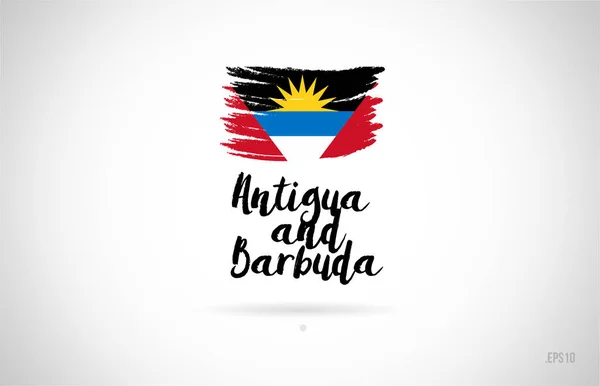 Antigua Barbuda Ülke Bayrağı Konseptiyle Grunge Tasarım Logo Simge Tasarımı — Stok Vektör