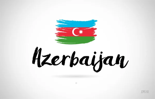 Azerbaycan Ülke Bayrağı Konseptiyle Grunge Tasarım Logo Simge Tasarımı Için — Stok Vektör