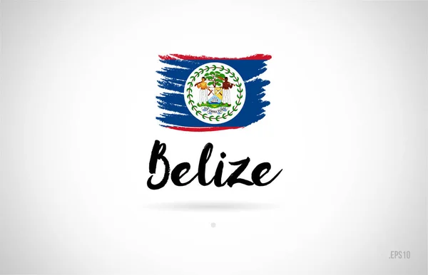 Belize Ülke Bayrağı Konseptiyle Grunge Tasarım Logo Simge Tasarımı Için — Stok Vektör